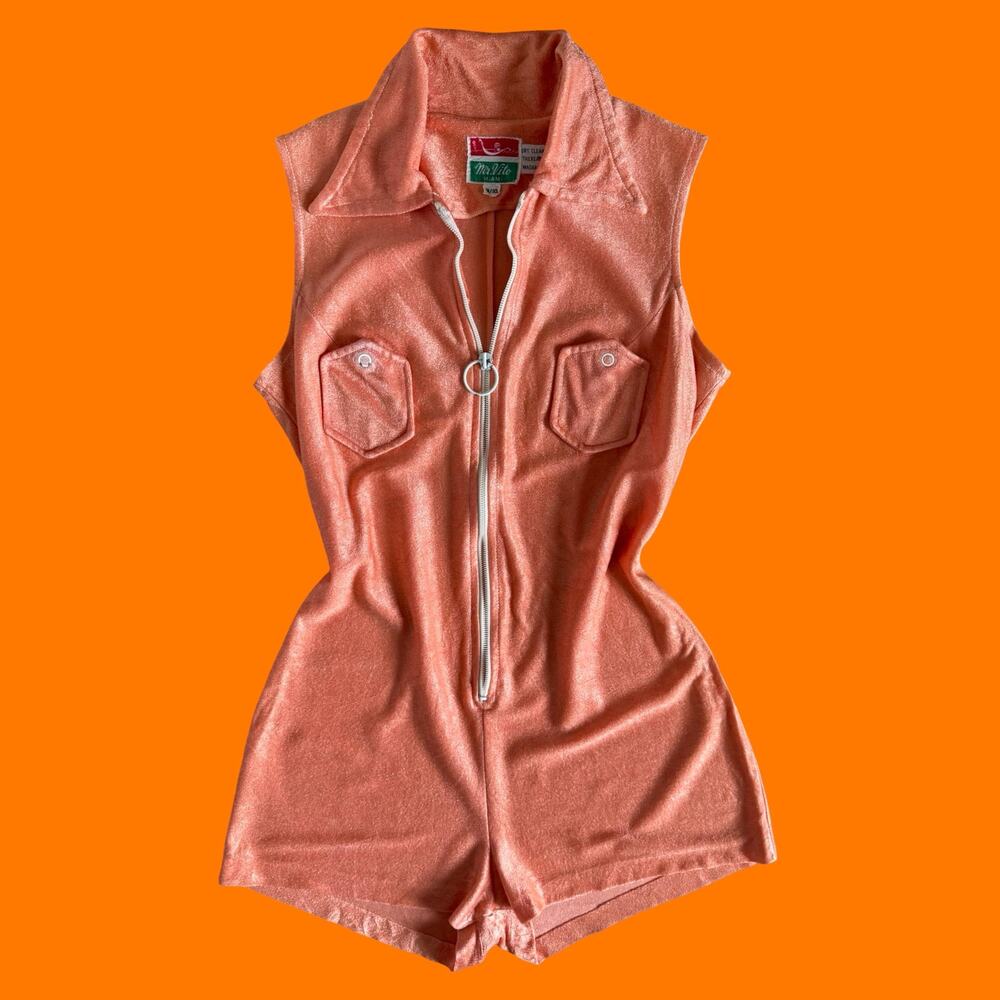 60's vintage disco mod bodycon playsuit Size 9/10 Mr. Vito *needs repair*